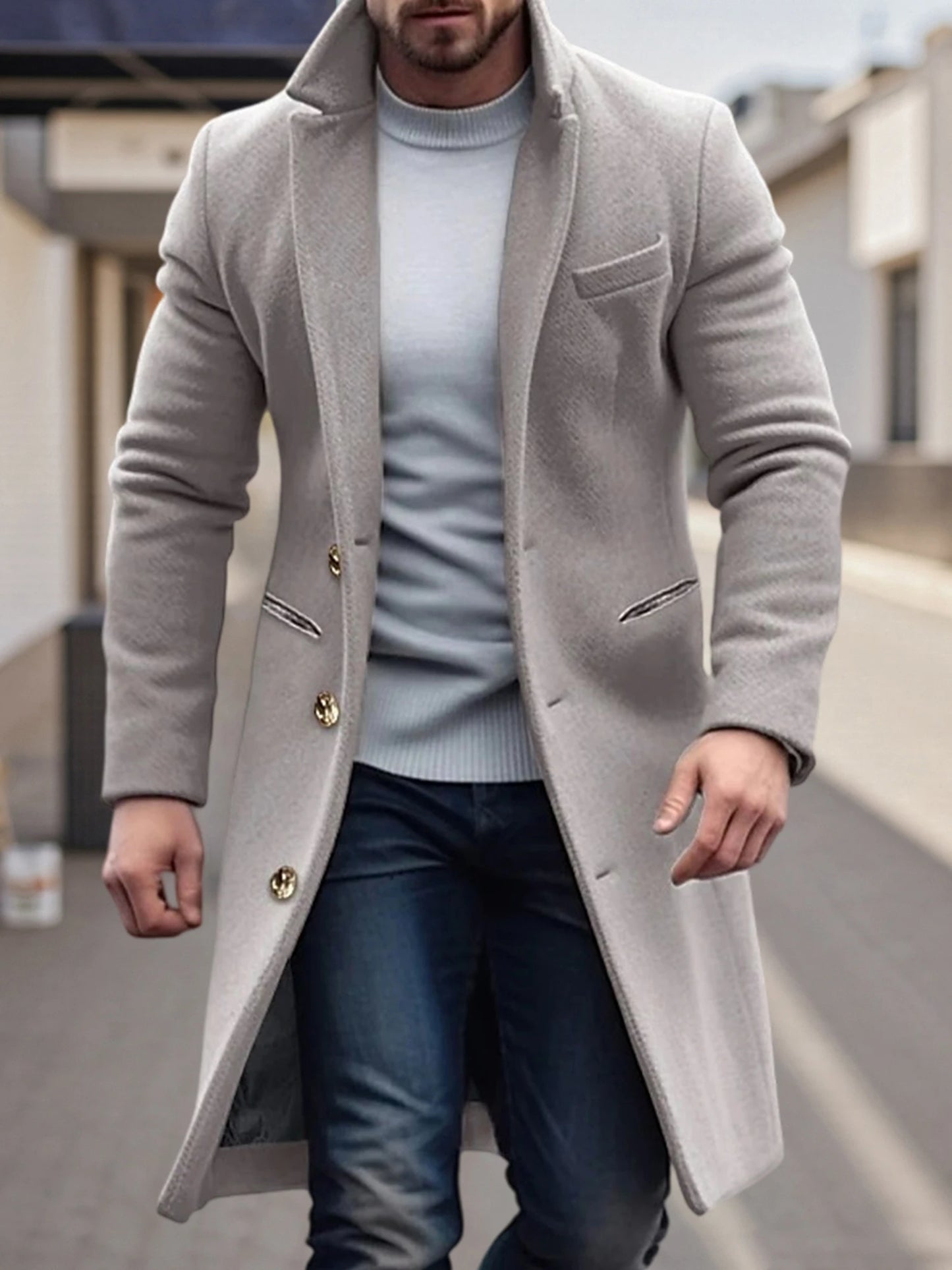 Men’s Slim Fit Knit Pea Coat Cardigan