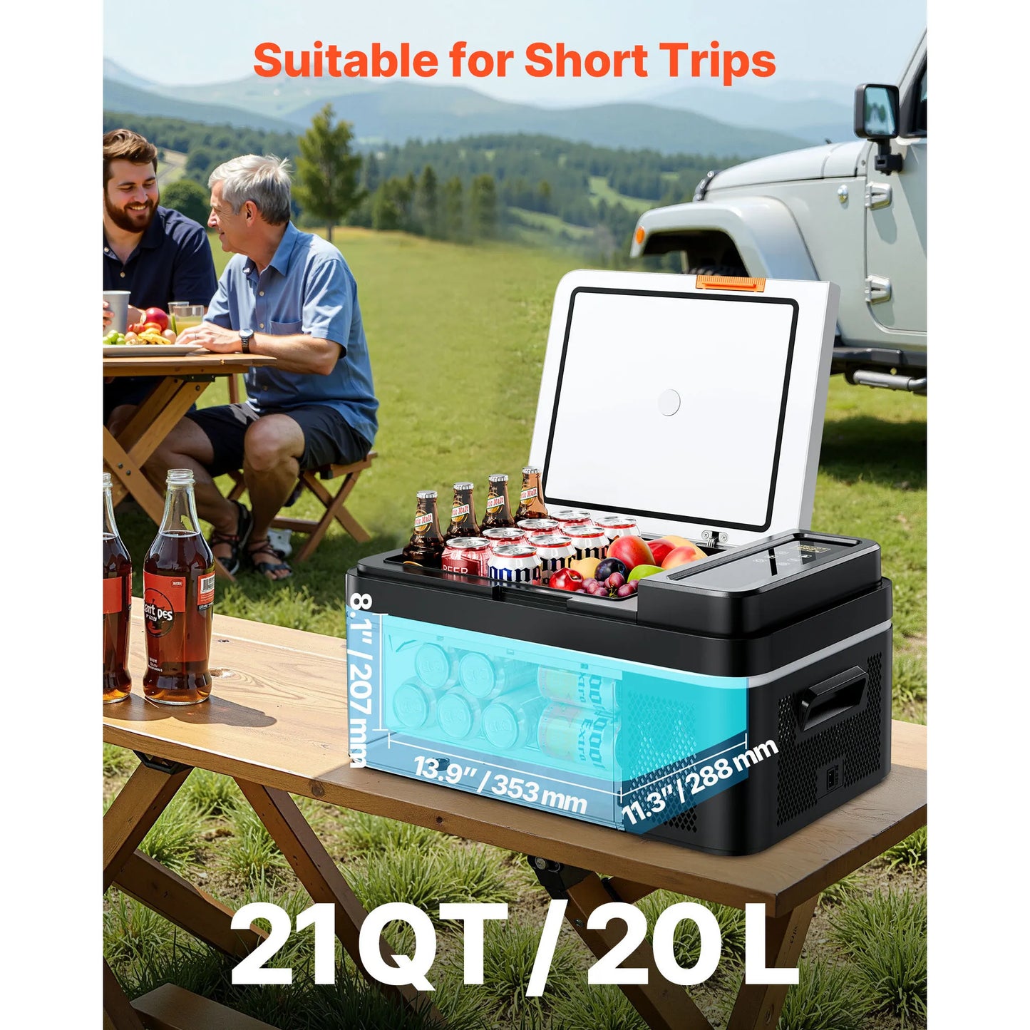 SucceBuy 15–55L Portable Electric Cooler. Compressor Refrigerator Freezer for Car, RV, Camping, Travel, Truck & Outdoor Adventures