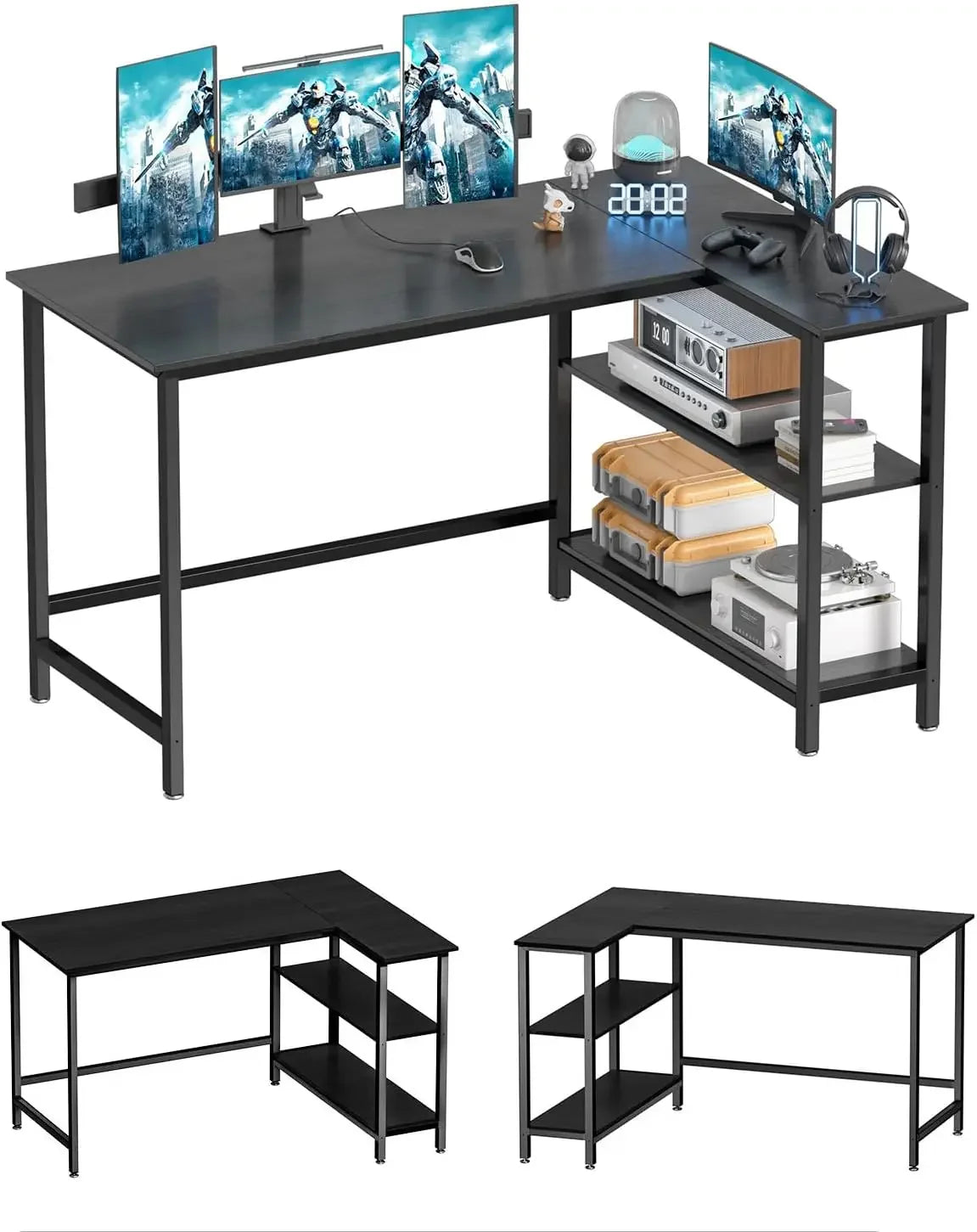 L Shaped Desk - 39" Home Office Computer Desk with Shelf, Gaming Desk Corner Table for Work, Writing and Study, Space-Saving