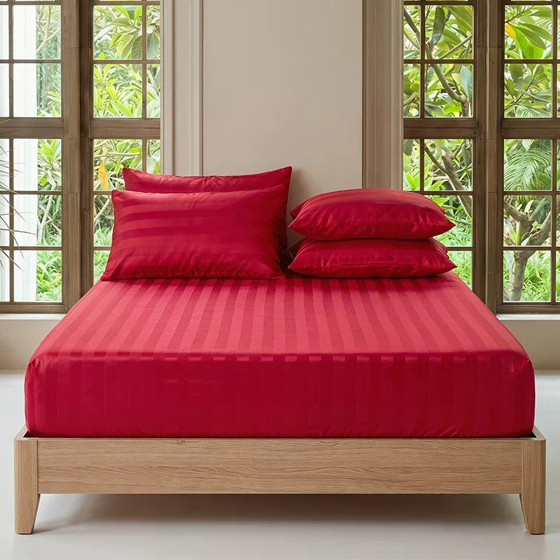 Luxury Satin Jacquard Fitted Sheet & Pillowcase Set