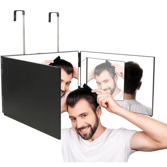 3-Way Adjustable Barber & Makeup Mirror. Portable Self Hair Cutting Mirror