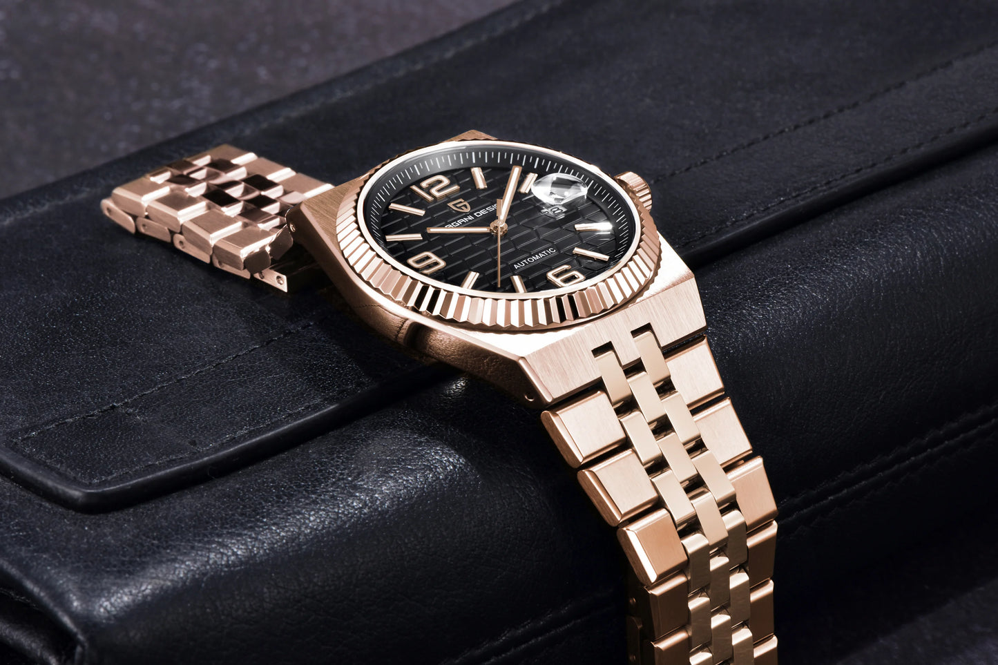 PAGANI DESIGN Men’s Automatic Luxury Watch,  Sapphire Crystal Stainless Steel Waterproof Mechanical Wristwatch with 3D Rhombus Dial