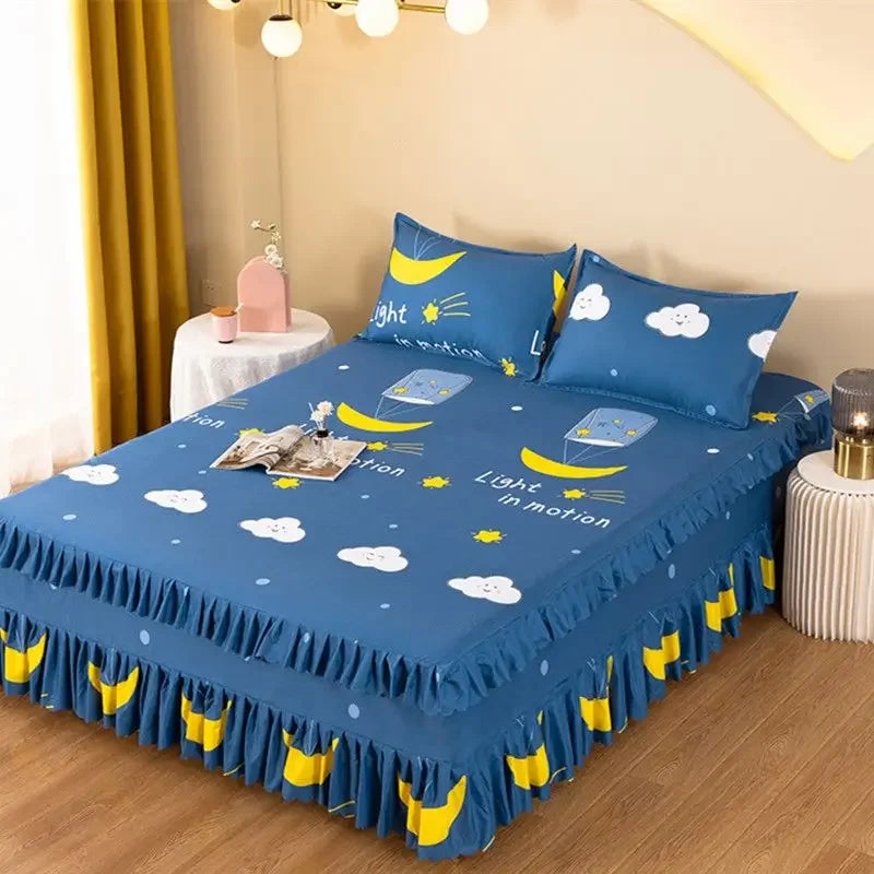 Bedroom Flat Sheets Bed Printed Fashion Modern Queen King Size Washed Cotton Comfortable Bedding Mattress Cover Bedspread New