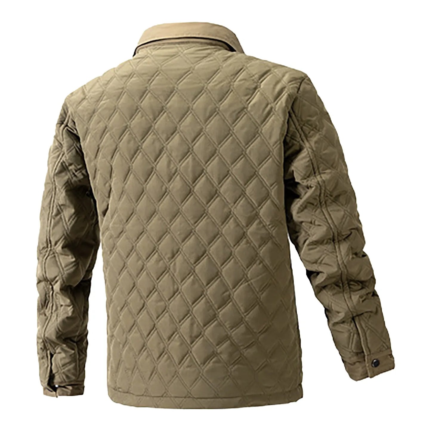 Men’s Diamond Quilted Winter Jacket .Casual Padded Button Up Coat