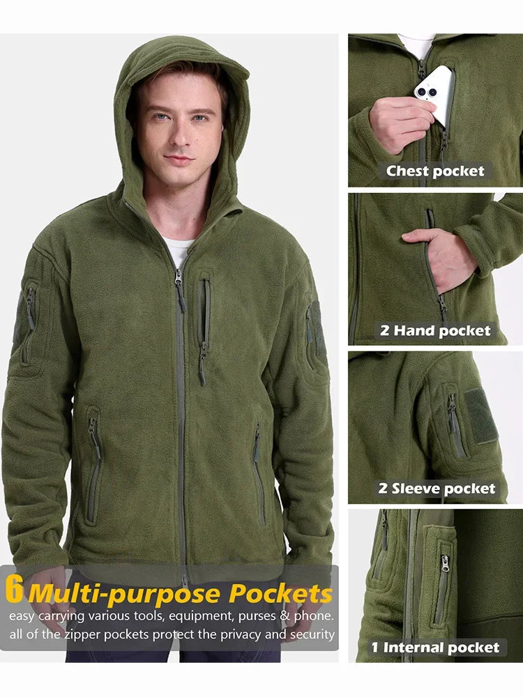 Men’s Outdoor Tactical Fleece Jacket Warm Hiking Hunting Winter Coat
