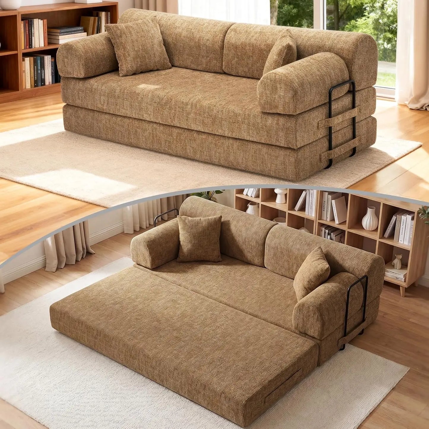 78.8-Inch Convertible Futon Sofa Bed with High Back