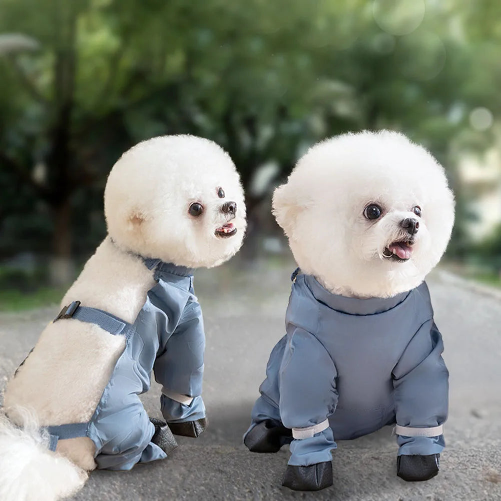 Dirty-Proof Dog Suspender Boots with Suspender Anti-Slip Adjustable Straps Pets Dustproof Pants for Small Medium Dogs