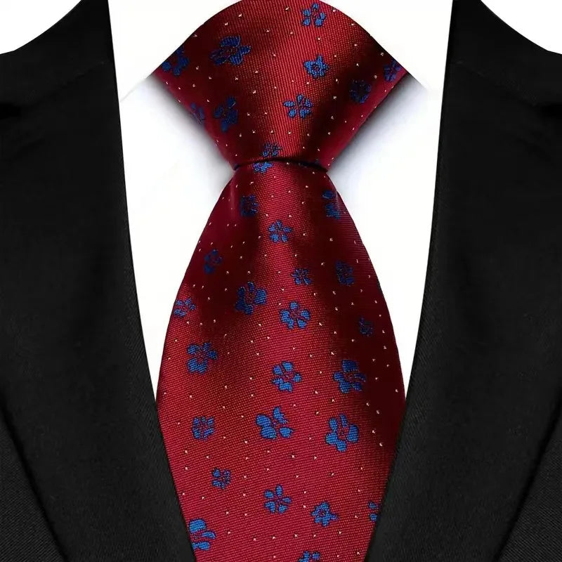 Luxury Red Paisley Men’s Tie. Classic Business and Wedding Necktie