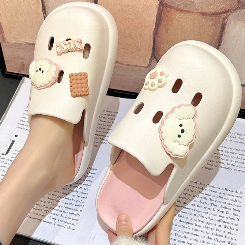 Cute Dog Cartoon Plush House Slippers for Men and Women