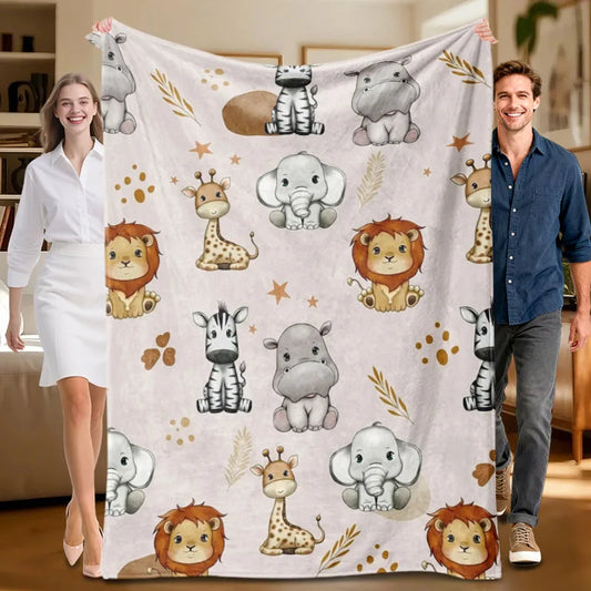 1 piece animal-themed flannel blanket, soft and cozy, perfect for sofa, bed, office. Ideal gift for family, friends, holidays.