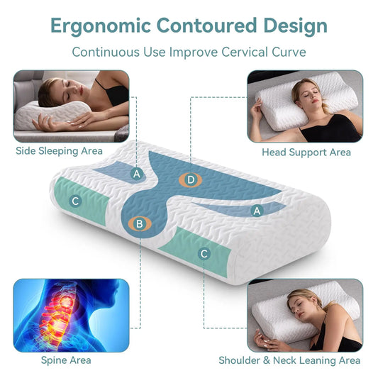 Hcore Ergonomic Memory Foam Pillow For Neck Pain Relief