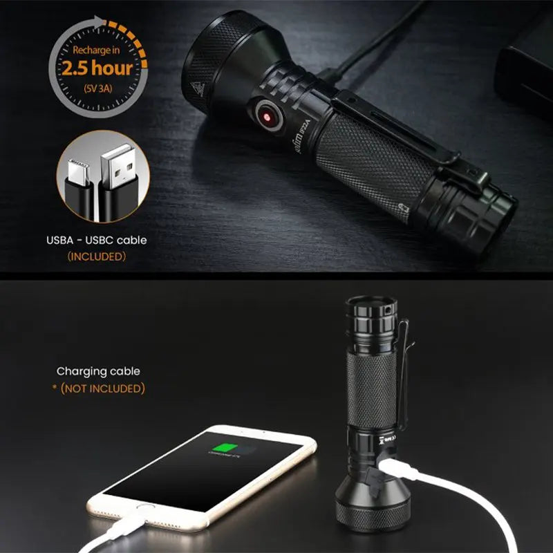 2100-Lumen Rechargeable LED Flashlight – Long Range Waterproof Tactical Light for Camping, Hiking & Emergency Use