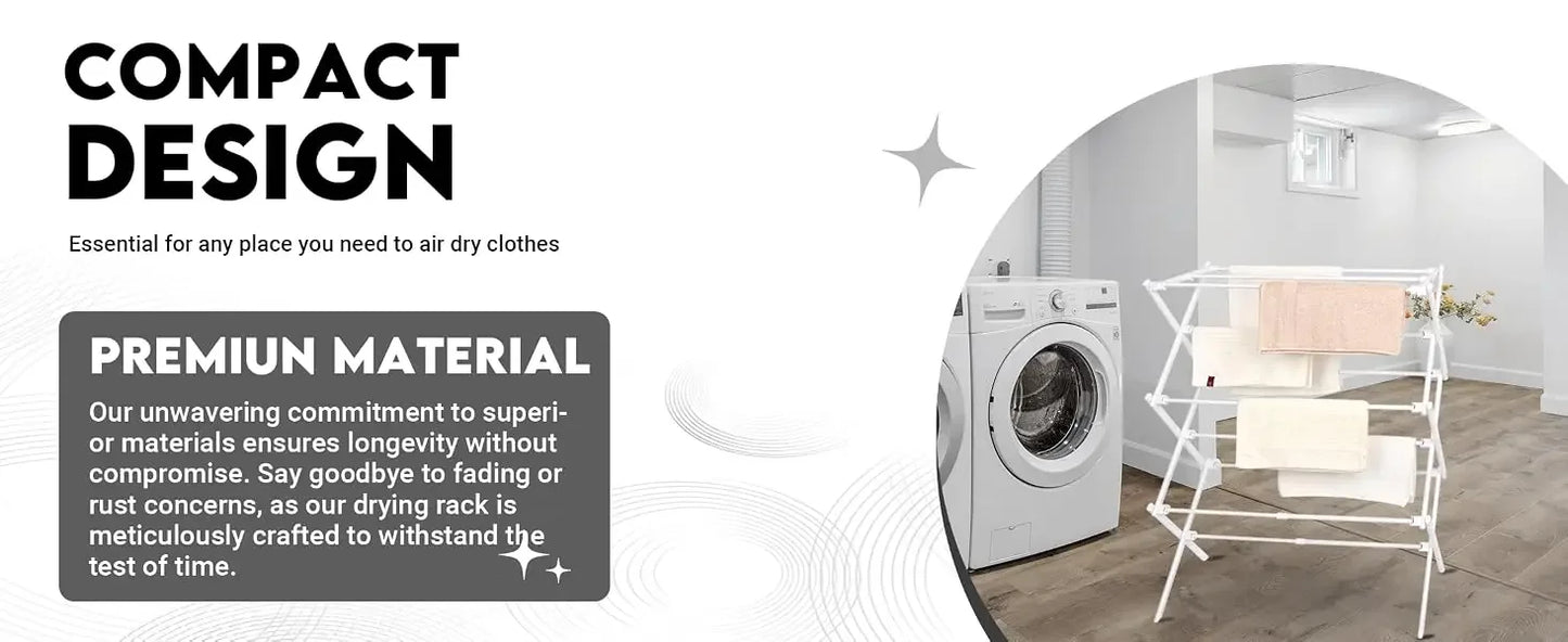 Foldable Clothes Drying Rack for Indoor & Outdoor Laundry, Space-Saving Air Drying Stand