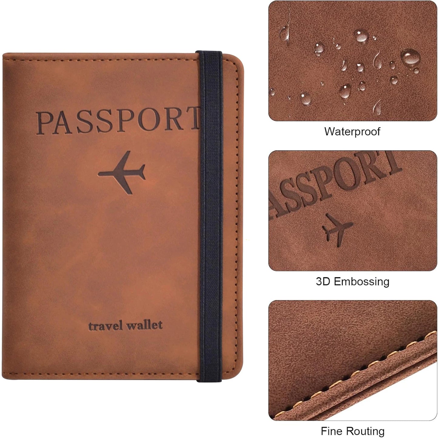 RFID Blocking Passport Holder Travel Wallet | Passport Cover with Card Slots | Travel Document Organizer | Slim Passport Case