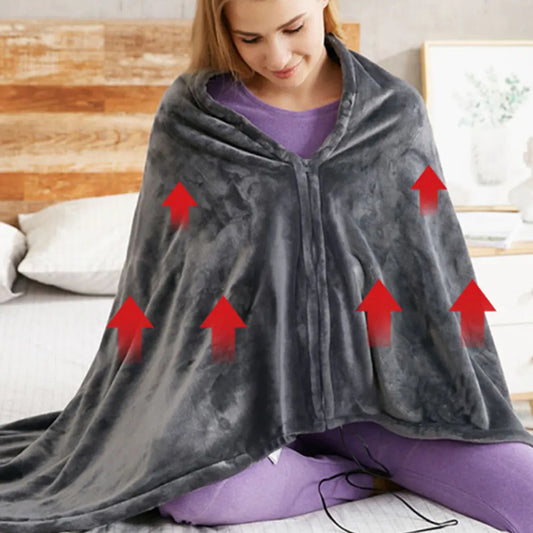 USB Electric Heated Blanket 3 Heating Levels Fleece Heated Blanket Wearable Coral Velvet Blanket Quickly Heated Cape Pad