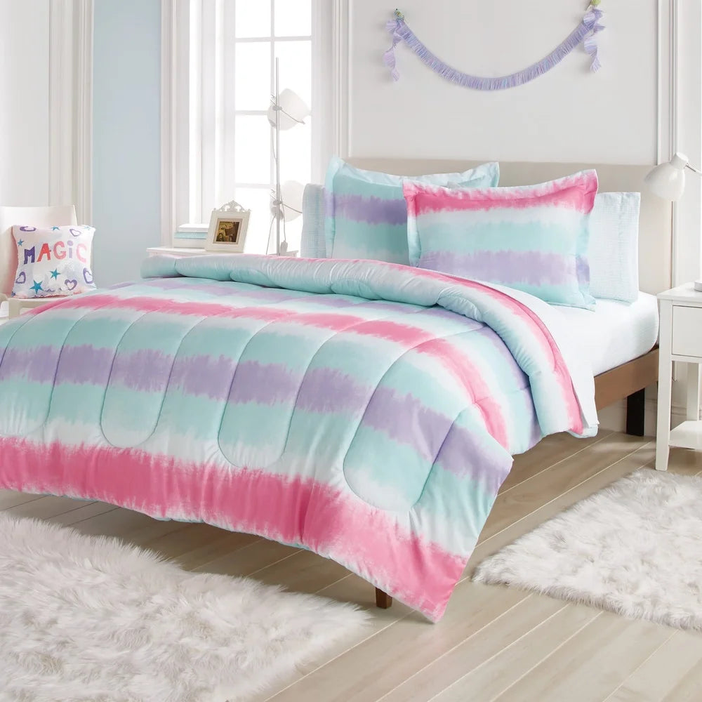 Tie Dye Stripe Twin 5 Piece Microfiber Comforter Set