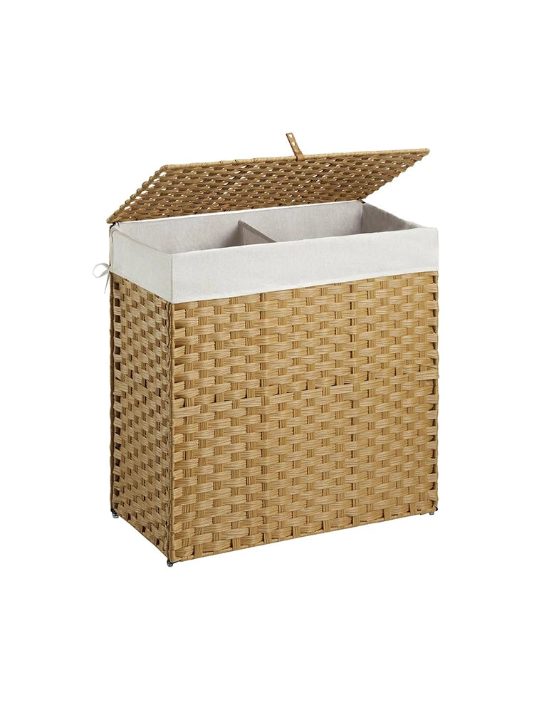 Wicker Laundry Hamper with Lid.Large-Capacity Handwoven Laundry Basket