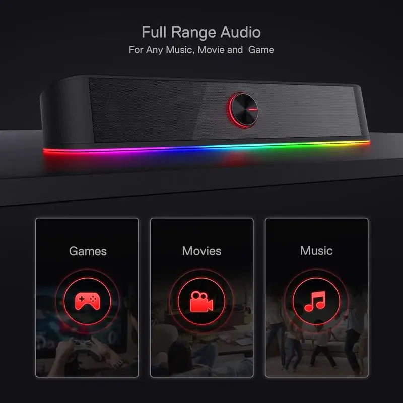 Redragon GS560 Adiemus RGB USB Desktop Soundbar . Stereo Gaming Speaker for PC and Laptop