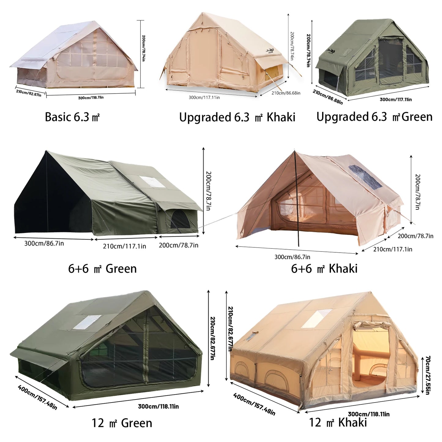 Large Inflatable Camping Tent with Skylight & Breathable Mesh Windows