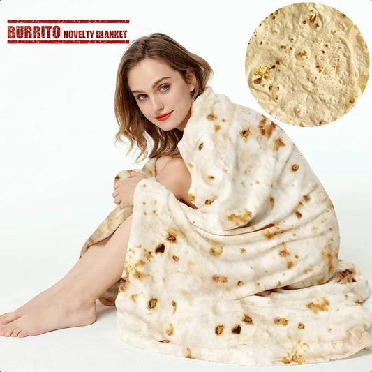 Burrito Tortilla Throw Blanket 2.0 Double Sided Burritos Taco Tortilla Wrap Blankets Giant Funny Realistic Flannel Food Round B
