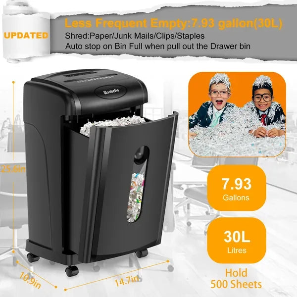 Executive 18 Sheet Cross-Cut Paper Shredder  P-4 High Security Heavy Duty Office Shredder