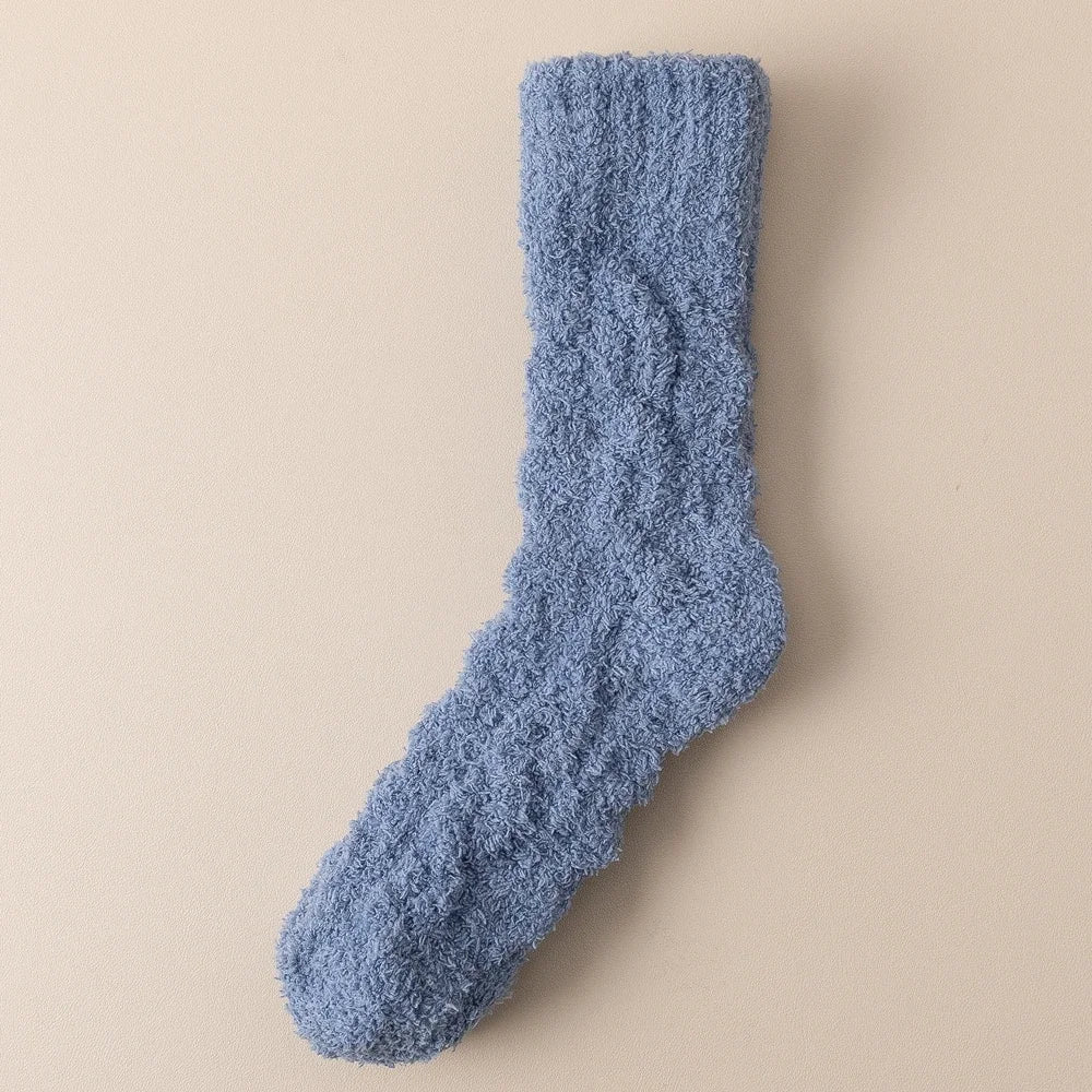 5 Pairs Thick Warm Winter Socks Men Coral Fleece Thermal High Quality Middle Tube Cozy Fluffy Sleeping Socks
