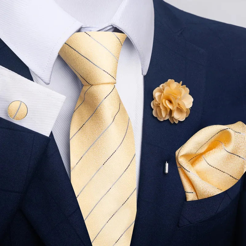 Luxury Green Floral Men’s Necktie Set .Tie, Pocket Square & Cufflinks