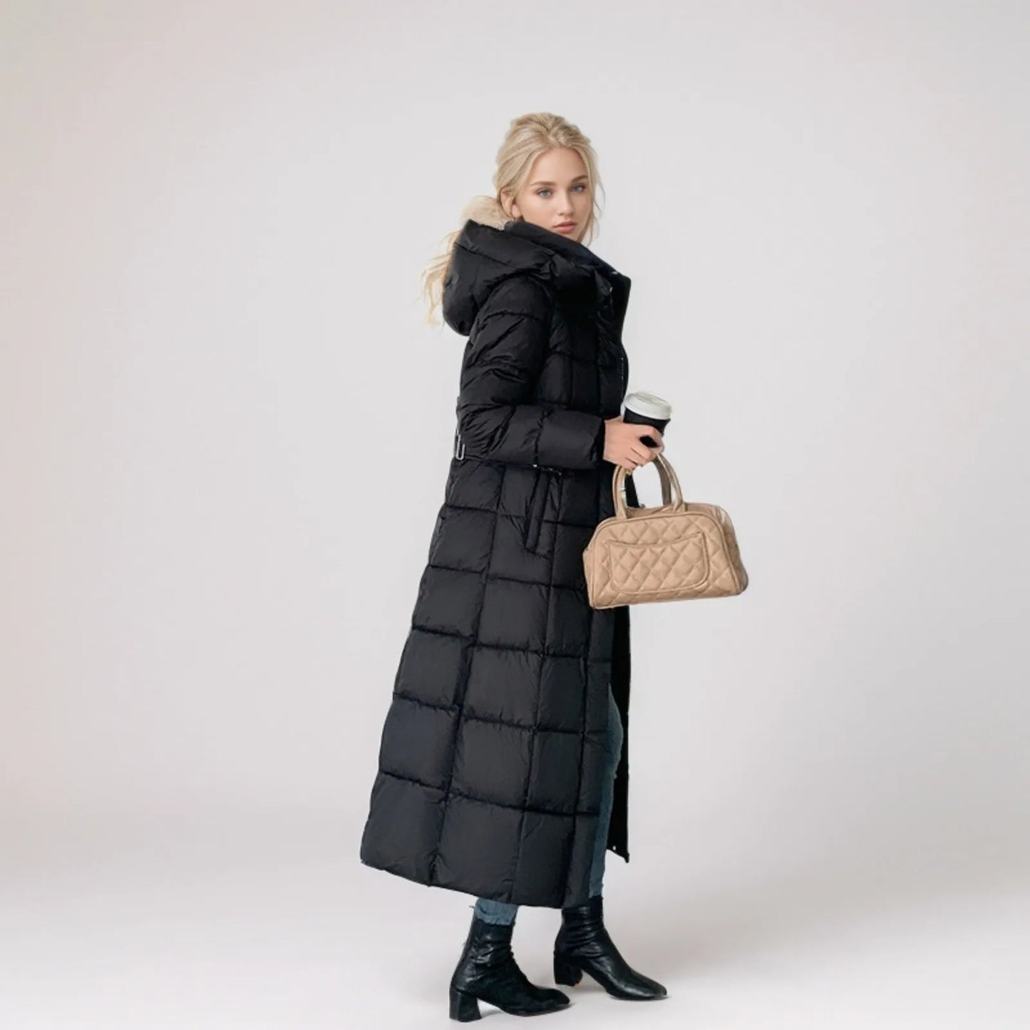 Black Winter Coat 2024 New Women's Thick Cotton Parka Jacket Korean Oversized Loose Hooded Coats Female Casual Long Overcoat