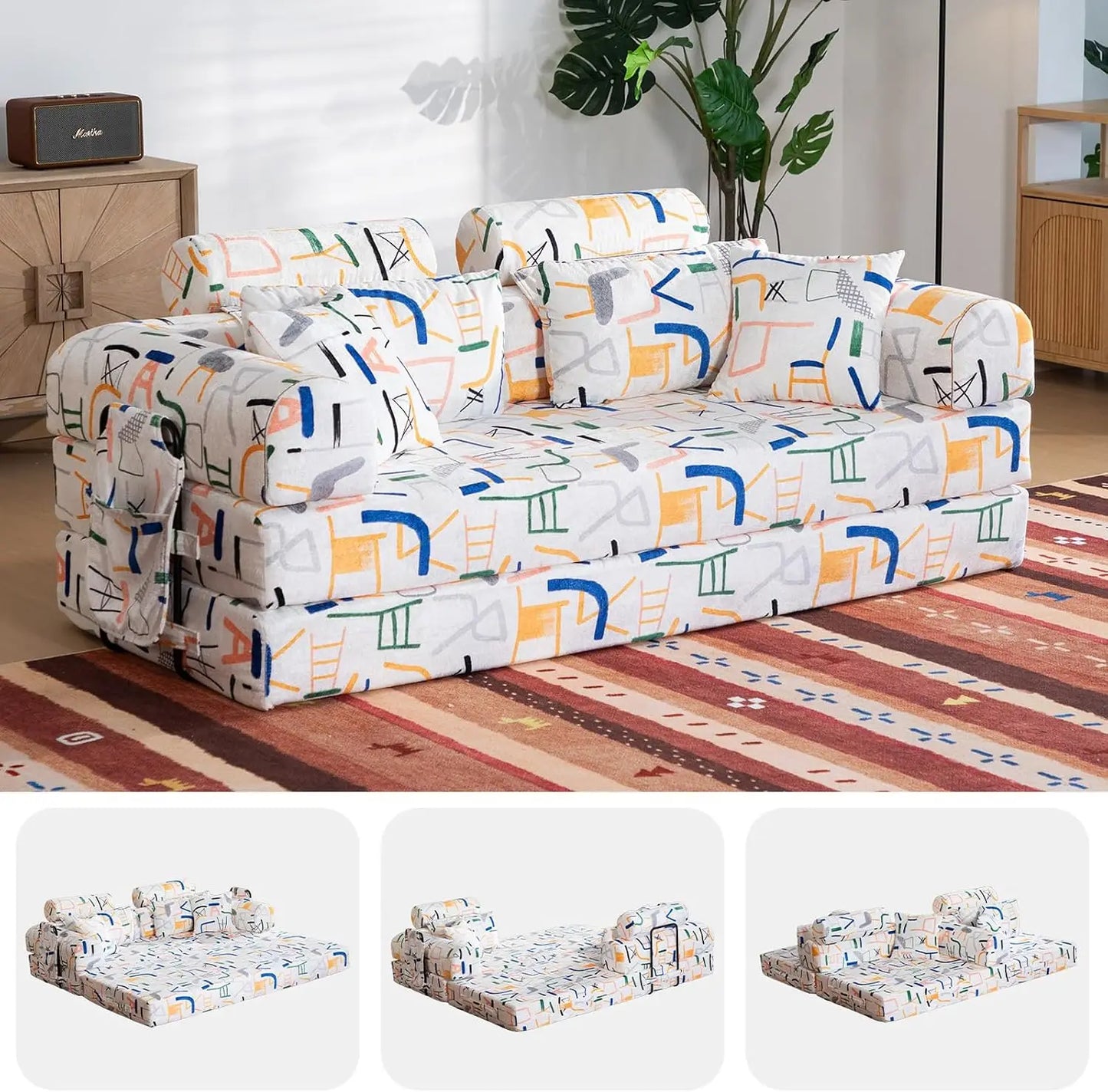 78.8-Inch Convertible Futon Sofa Bed with High Back