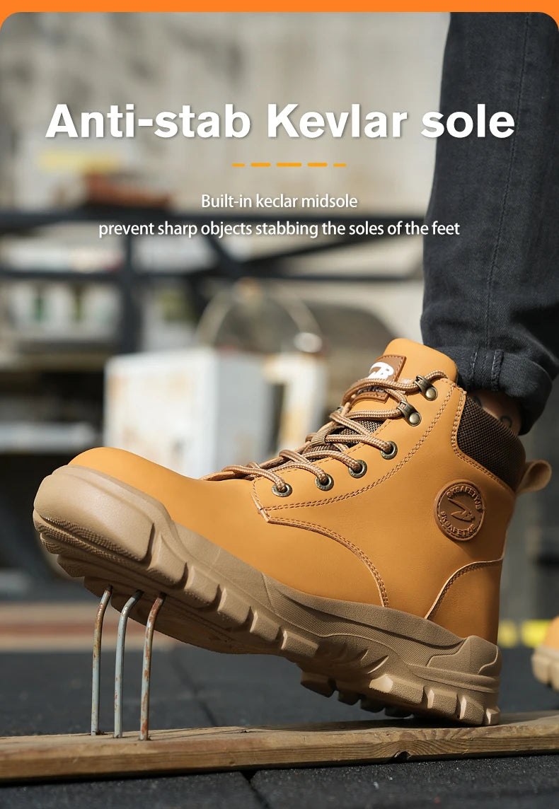 High Top PU Safety Shoes Metal Toe Cap Anti Smash Puncture