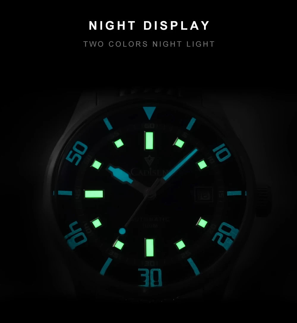 CADISEN Automatic Mechanical Watch Man Silver Business Casual Waterproof Watch Japan MIYOTA 8215 Movement Luminous Men's Watch