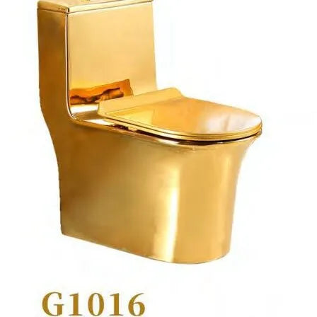 Luxury Gold Electroplated One-Piece Ceramic Toilet . Modern Designer Bathroom Fixture