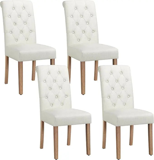 Tufted Dining Chairs Set of 4 Parsons Kitchen Chairs Stylish Dining Room Chair Upholstered Fabric Chairs with Solid Wood Legs