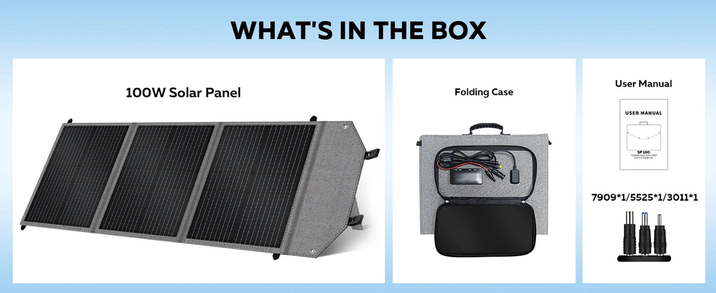 CTOLITY SP100 100W Solar Panel 20.5V Portable Foldable Solar Charger for Camping Portable Solar Generator Output Power Bank