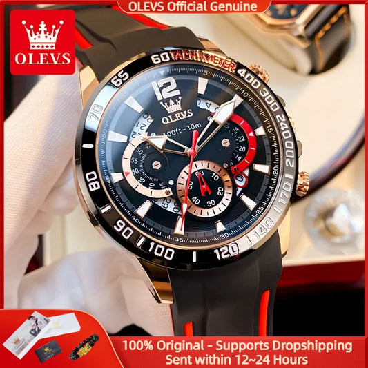 Men’s Luxury Quartz Chronograph Watch – Silicone Strap Sports Design