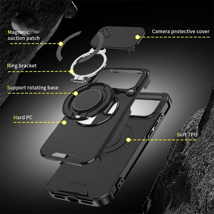 Heavy Duty Magnetic Shockproof Phone Case with Ring Stand