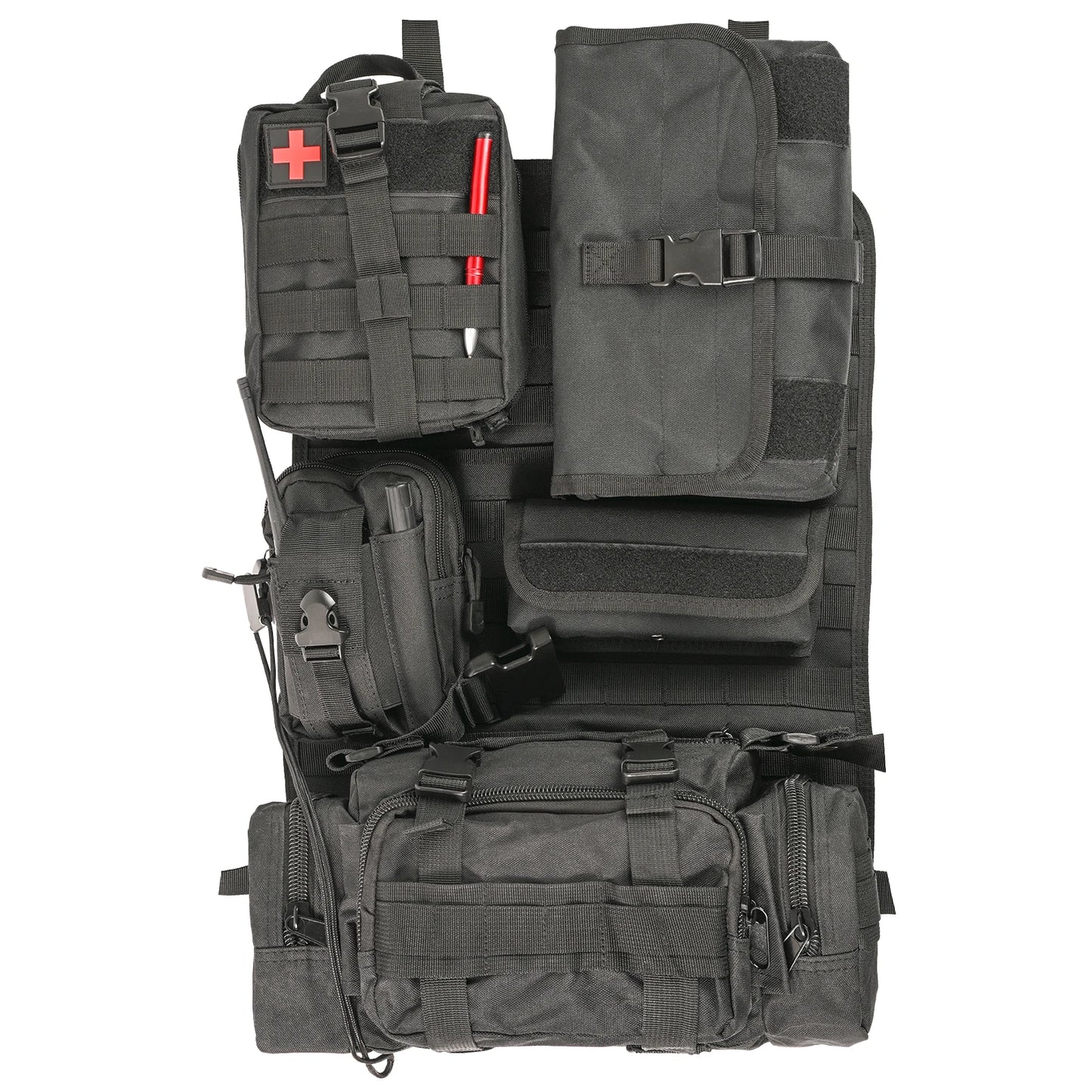 Car Seat Back Molle Organizer Tactical with 5 Molle Pouches Pocket Universal Vehicle Panel Protector Organizer Storage Bag Cover
