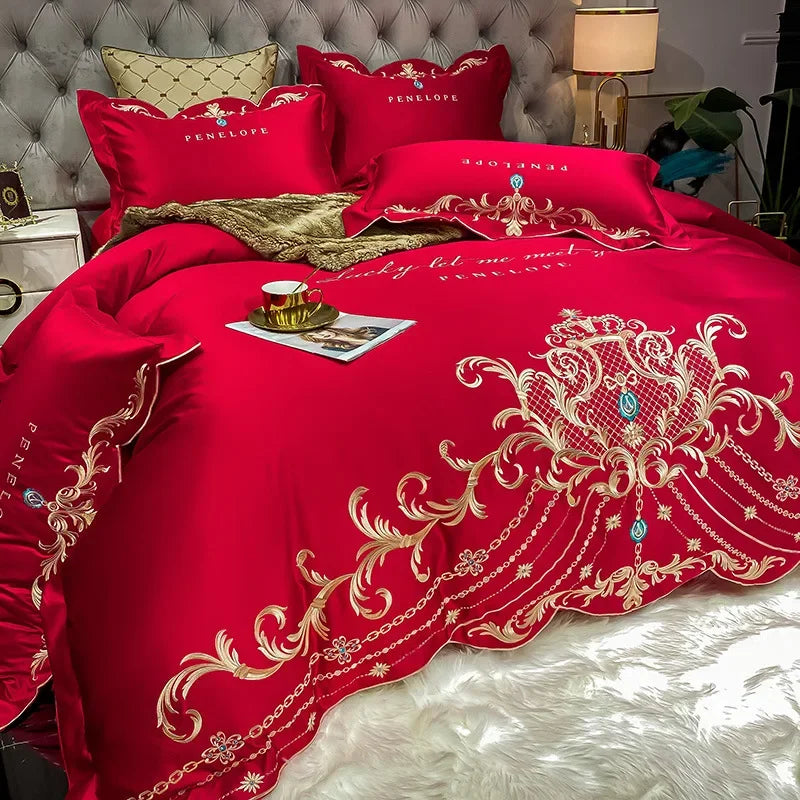 Luxury European-Style 100% Cotton 4-Piece Bedding Set