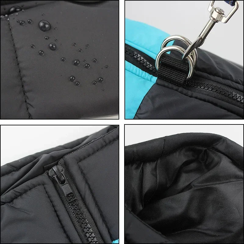 Waterproof Winter Dog Jacket. Warm Padded Pet Coat with Zipper Vest