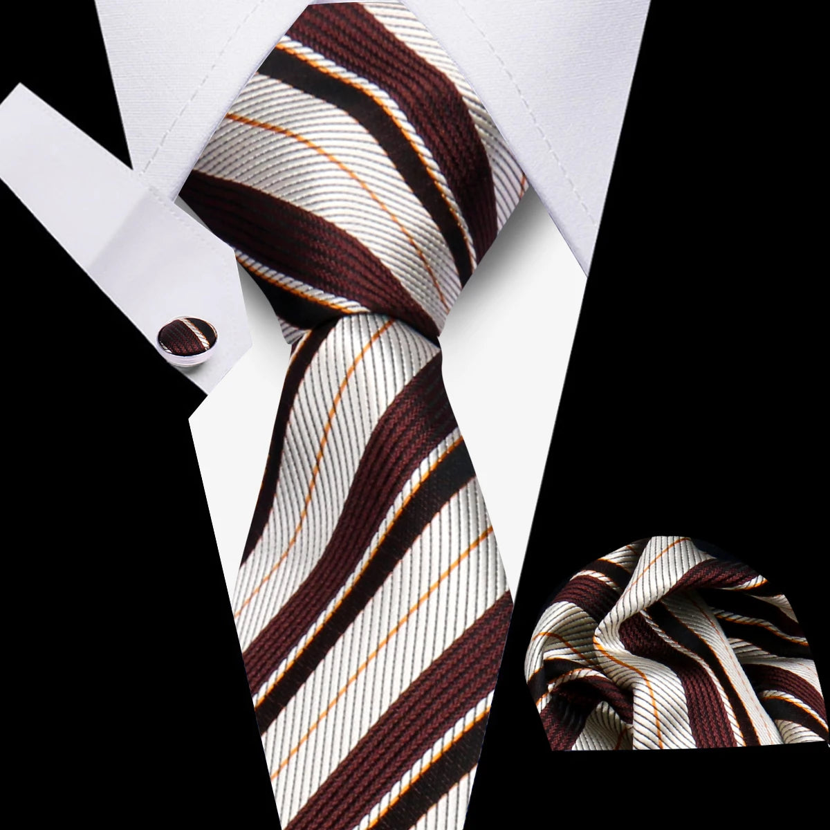 Tie Men Business Necktie Set Classic Plaid Cufflinks Handkerchief For Suit Wedding High Quality 3pcs Ties Sets Formal Gravata