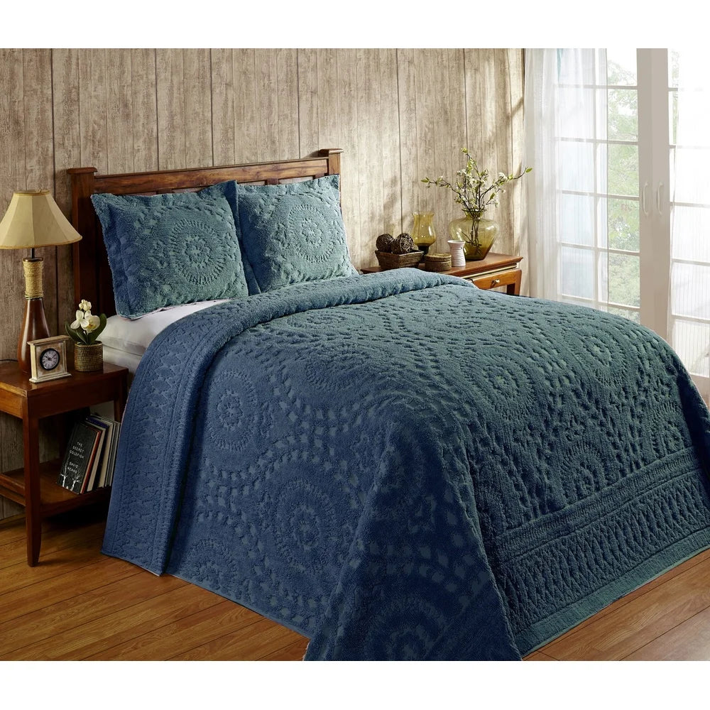 King Size Cotton Bedspread 120x110 Medallion Pattern