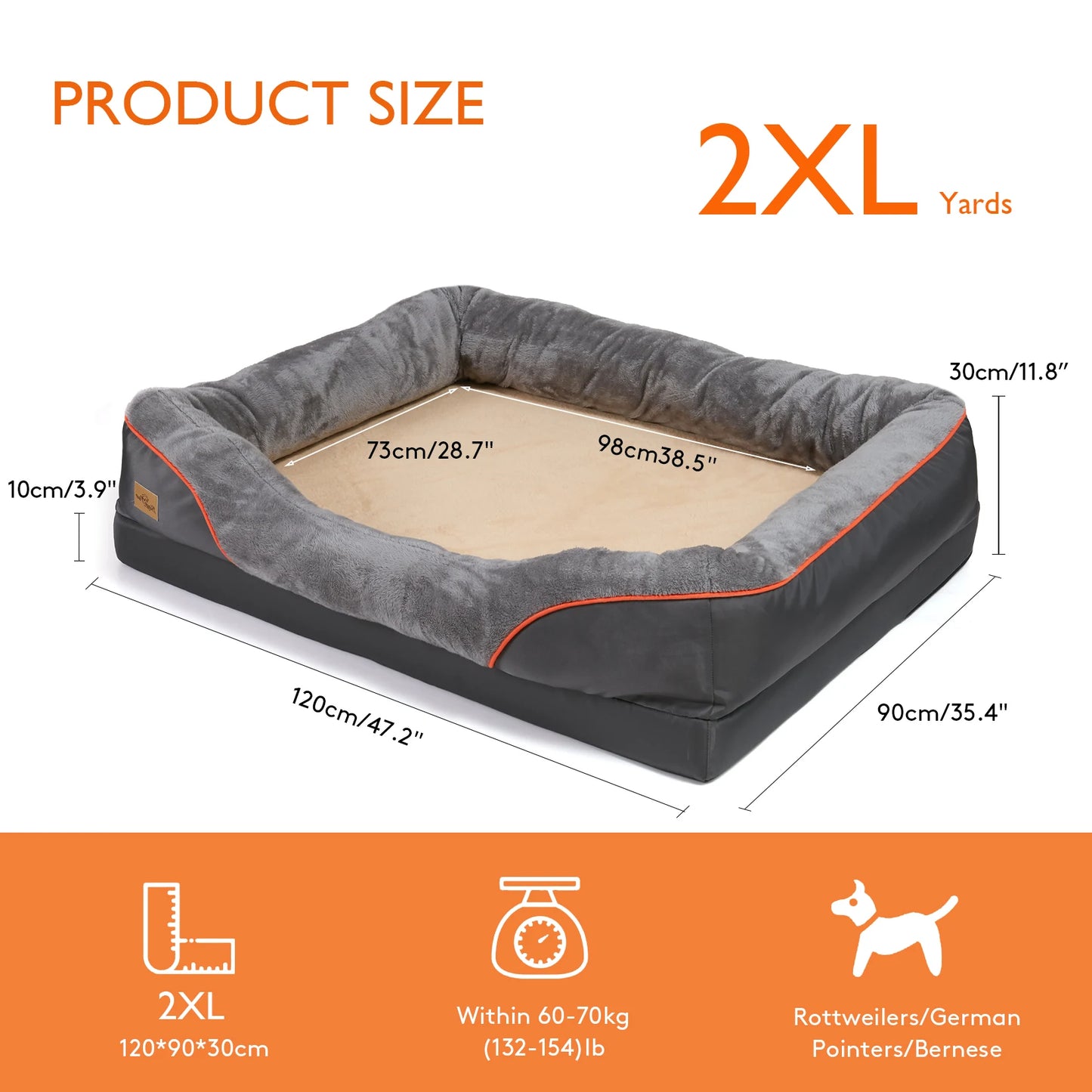 Large Orthopedic Dog Bed with Removable Washable Cover