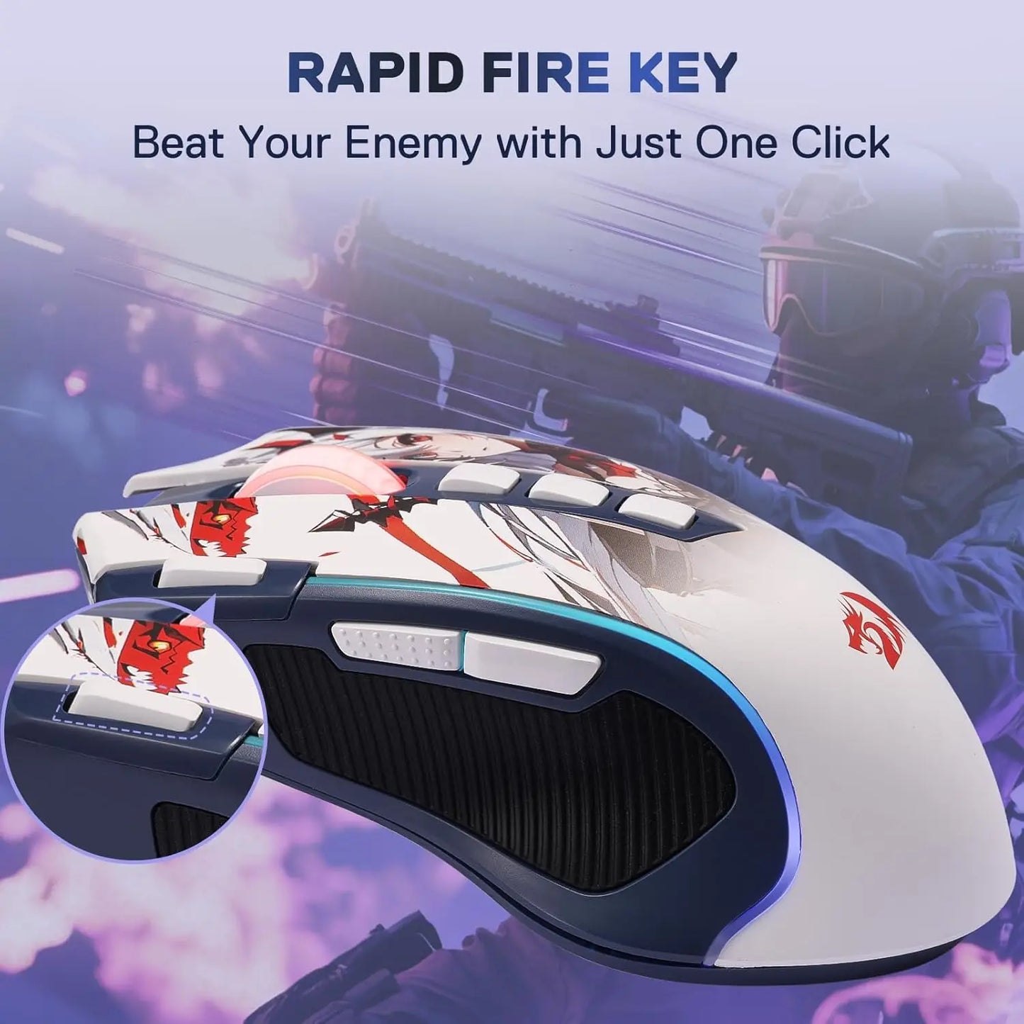 Redragon M612AK PRO RGB Gaming Mouse, 8000 DPI Wired & Wireless Optical Mouse with Programmable Buttons for PC, Laptop & Gaming