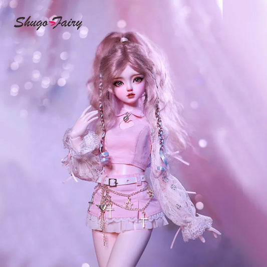 ShugaFairy Bariy 1/4 Bjd Dolls Girl Group Pink Skirt Good Girl Cute Style Long Straight Hair Ball Jointed Doll Bjd Doll Full Set