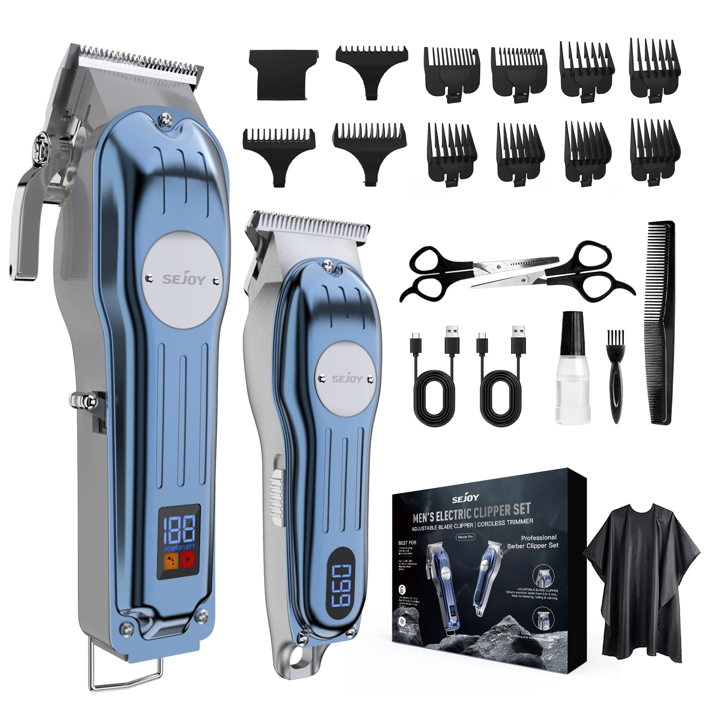 Professional Full Metal Combo Kit Barber Hair Clipper for Men Electric Beard Hair Trimmer Rechargeable Hair Cutting Machine