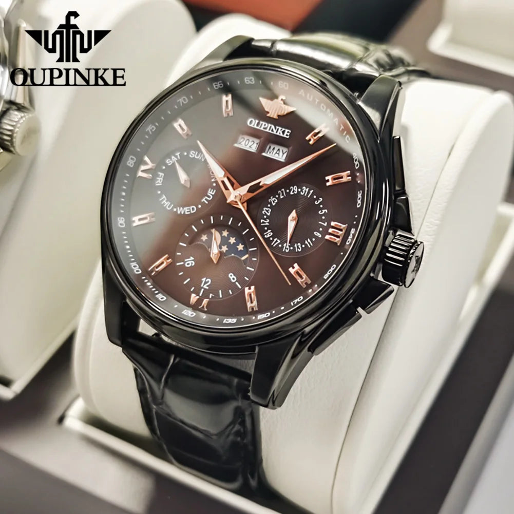 Men’s Automatic Mechanical Watch. Luxury Stainless Steel Skeleton Design