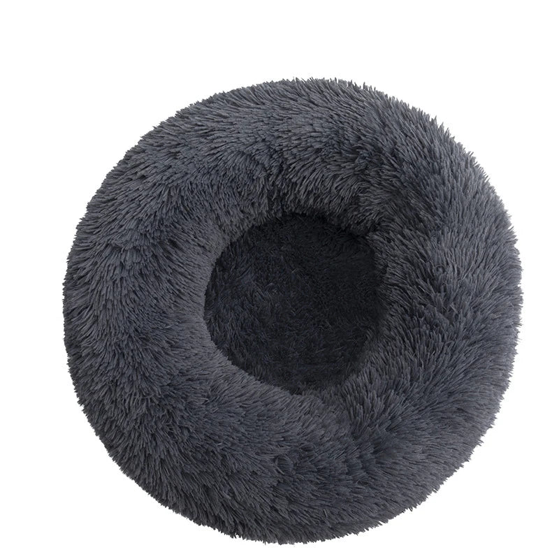 Plush Donut Dog Bed – Soft Calming Round Pet Bed