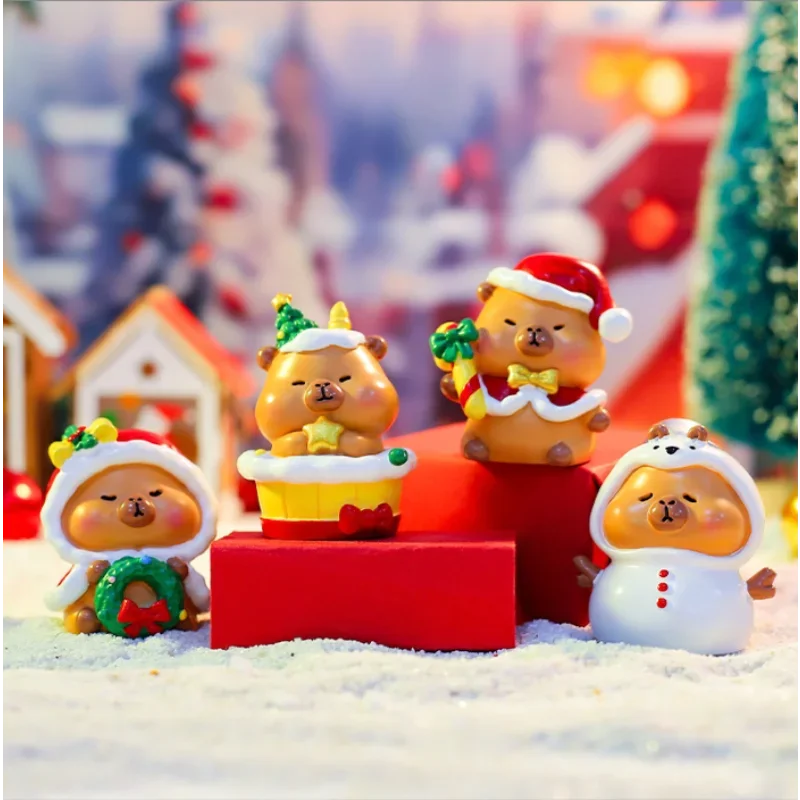 Christmas Capybara Blind Box Simulation Mini Capibara Action Figures Doll Children Birthday Christmas Toy Gift