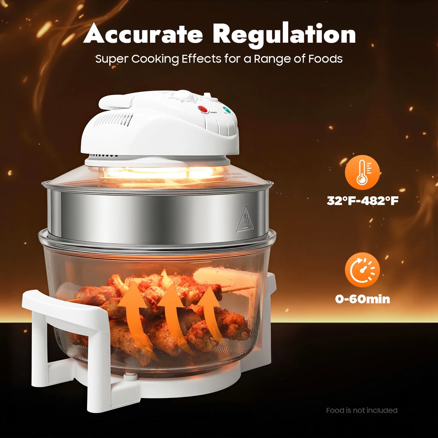17.96QT Large Capacity Digital Air Fryer Oven 1200W–1400W with 360° Hot Air Circulation