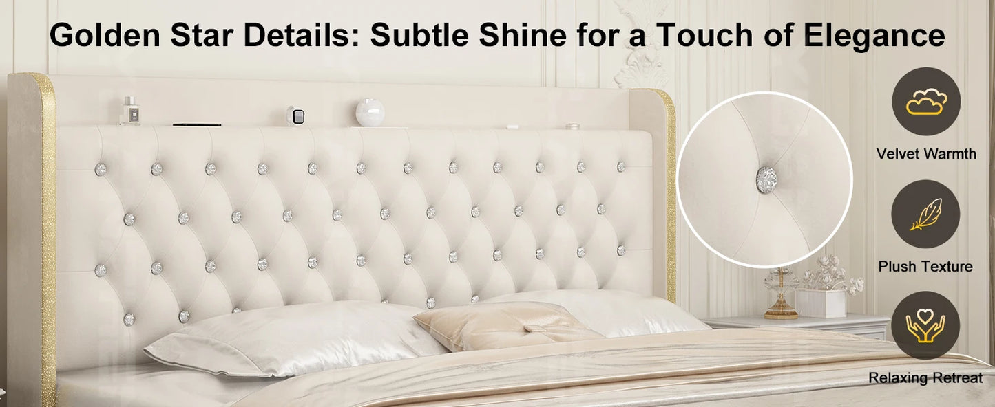 Queen LED Bed Frame with Galaxy Projector & Bluetooth Speaker